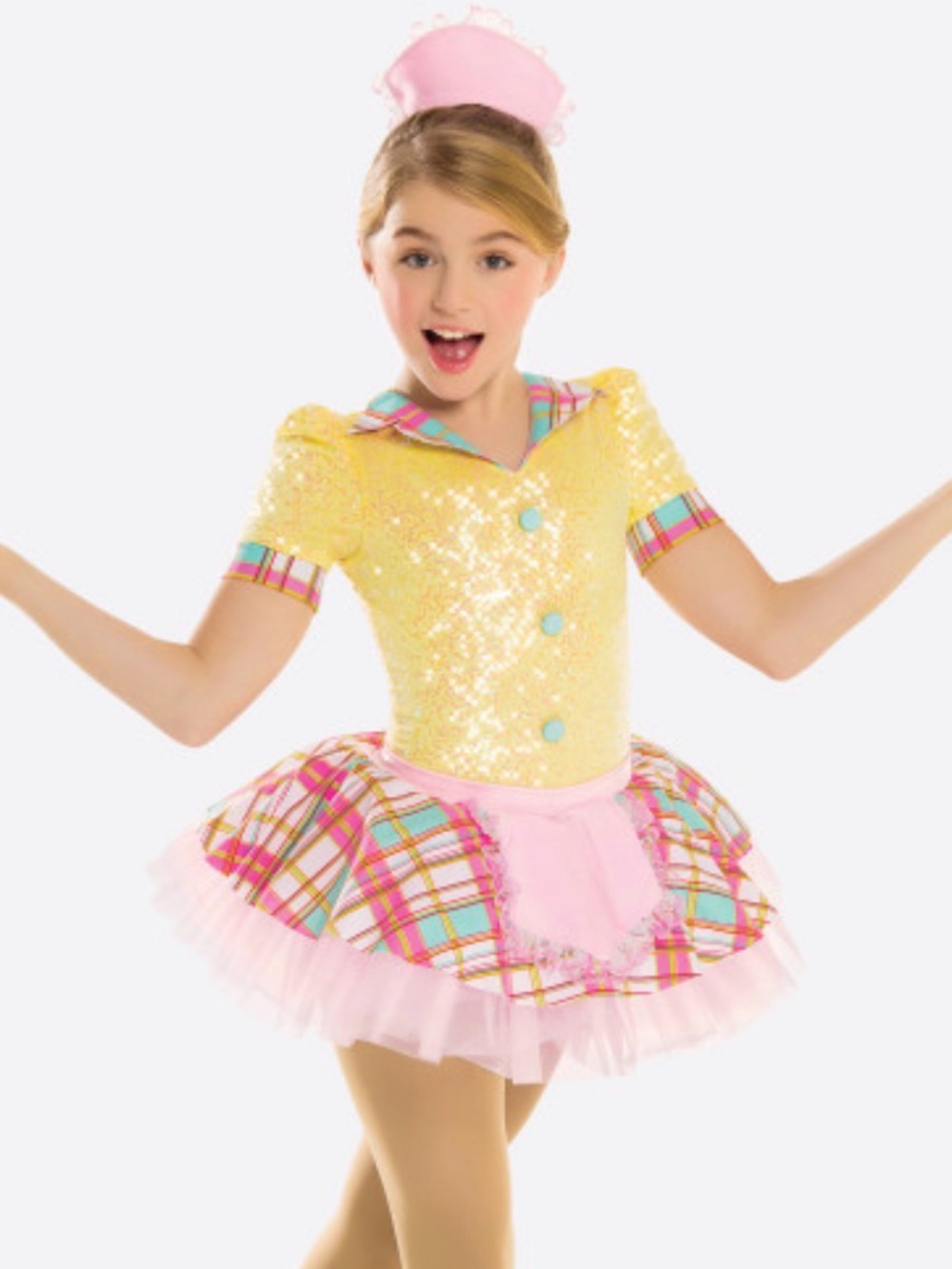 Revolution Yellow Sequin Plaid Tutu with Pink Accents